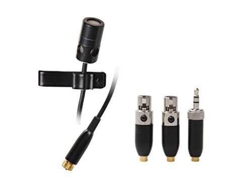 Proel Microfono Lavalier, cablato, per palco, riprese tv, conferenze, con connettori: Mini Cannon XLR 4 Poli, Mini Jack 3.5 mm, Mini Cannon XLR 3 Poli, Nero