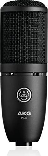 AKG Microfono a Condensatore con Diaframma da 2/3" Ideale per Home Studio, Nero, Cablato