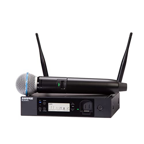 Shure GLXD24R+/B58 Microfono wireless professionale per chiesa, karaoke e voci con batteria 12 ore e raggio 30m, Incluso microfono vocale BETA 58A e ricevitore a rack singolo canale
