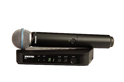 Shure BLX24/B58 Microfono wireless UHF Ottimo per chiesa, karaoke, voci Batteria 14 ore, raggio 100 m Include microfono vocale BETA 58A, ricevitore singolo canale Banda S8