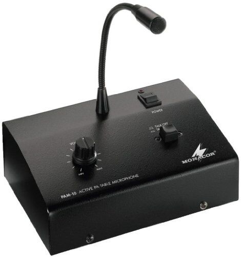 MONACOR Amplificatore di potenza 10W con microfono integrato Paging (PAM-10)