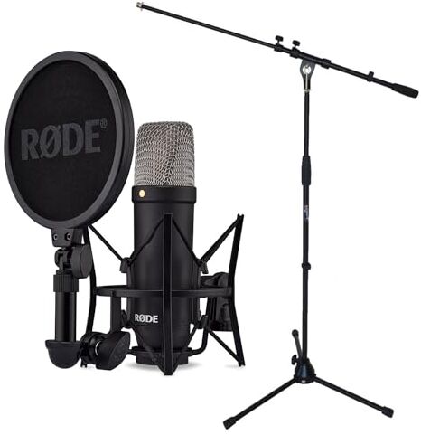 RØDE Rode NT1 Microfono a condensatore Signature Black + supporto microfono Keepdrum con forca