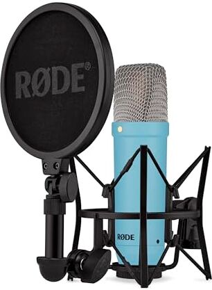 RØDE NT1 Signature Series Microfono a Condensatore a Grande Diaframma con Shock Mount, Filtro Antipop e Cavo XLR per Produzione Musicale, Registrazione Vocale, Streaming e Podcasting (Blu)