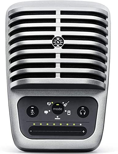 Shure MV51 Microfono condensatore digitale di grande diaframma con cavi USB, Lightning e USB-C-Modalità preimpostata da 5 DSP, discorso, canto, strumento piatto, acustico, forte