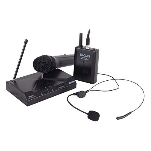 Proel EIKON WM101KITV2 Microfoni UHF Wireless, Radiomicrofono ad Archetto + Palmare a frequenza fissa, Nero (WM101KITV2)