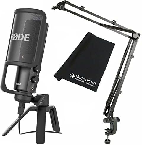 RØDE Rode NT-USB Microfono a condensatore + K&M 23840 treppiede da tavolo + panno in microfibra Keepdrum