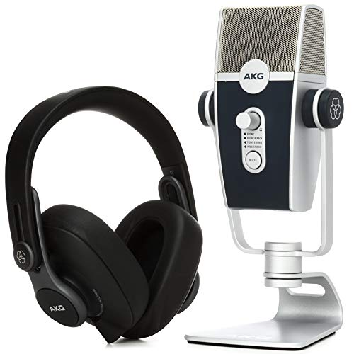 AKG , Kit audio essenziale professionale, per streamer, vlogger e gamer: include microfono Lyra USB-C, cuffie K371 e software Ableton Lite