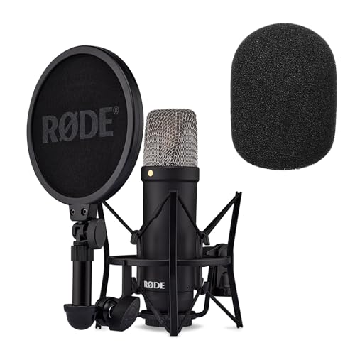 RØDE Rode NT1 Microfono da studio Signature Black + protezione pop Keepdrum WS2