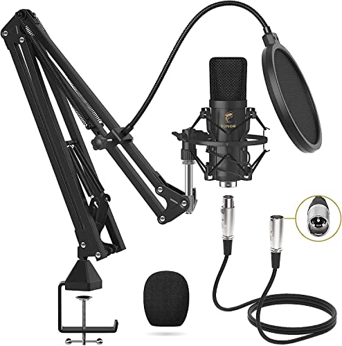 TONOR Microfono a Condensatore, Microfono Professionale Cardioid XLR con Braccio T20, Supporto Antiurto, Filtro Pop per Registrazione, Podcasting, Voice Over, Streaming, Home Studio, YouTube ()