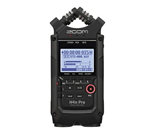 Zoom H4nPro-BLK Registratore portatile a 4 tracce, microfoni stereo, 2 ingressi combo XLR/¼", per registrazione stereo/multitraccia di musica, audio per video e podcasting