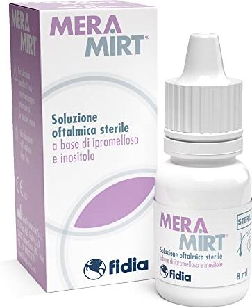 Fidia Farmaceutici MERAMIRT Collirio   Soluzione Oftalmica Sterile a Base di Ipromellosa e Inositolo  Flacone da 8 ml   Stress Visivo da Digital Device