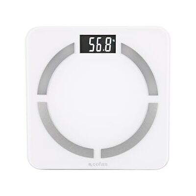 Cofan Bilancia da bagno digitale che misura il grasso corporeo Bilancia intelligente con misurazione precisa fino a 180 kg 12 misure corporee Connessione: Bluetooth e App FitGo Batterie Cofan Bilancia da bagno digitale che misura il grasso corporeo Bilancia intelligente con misurazione precisa fino a 180 kg 12 misure corporee Connessione: Bluetooth e App FitGo Batterie