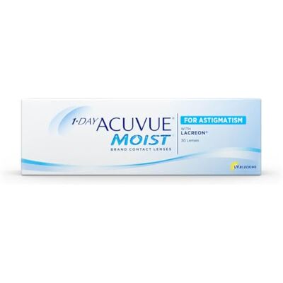 Acuvue 1-DAY MOIST for ASTIGMATISM Lenti a contatto giornaliere; protezione UV;-1.00 diottrie; Cilindro -1.75 ; Asse 130 ; BC 8.5; DIA 14.50; 30 lenti Acuvue 1-DAY MOIST for ASTIGMATISM Lenti a contatto giornaliere; protezione UV;-1.00 diottrie; Cilindro -1.75 ; Asse 130 ; BC 8.5; DIA 14.50; 30 lenti