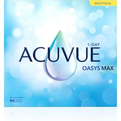 Acuvue OASYS MAX 1-Day Multifocal; Lenti a contatto giornaliere; Visione chiara e nitida a tutte le distanze e in ogni condizione di luce;+5.00 diottrie; BC 8.4; DIA 14.30; ADD High; 90 lenti Acuvue OASYS MAX 1-Day Multifocal; Lenti a contatto giornaliere; Visione chiara e nitida a tutte le distanze e in ogni condizione di luce;+5.00 diottrie; BC 8.4; DIA 14.30; ADD High; 90 lenti
