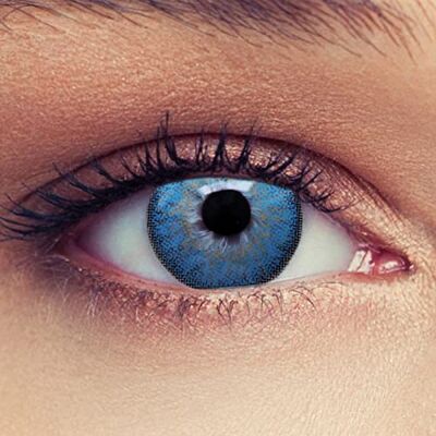 Designlenses Lenti a contatto colorate acqua blu, 1 paio (2pz), per un aspetto naturale senza gradazione/diottrie buono per occhi scuri + caso di lenti "Dimension Aqua Designlenses Lenti a contatto colorate acqua blu, 1 paio (2pz), per un aspetto naturale senza gradazione/diottrie buono per occhi scuri + caso di lenti "Dimension Aqua