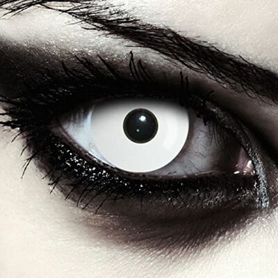 Designlenses , Lenti a contatto giornaliere colorate per costume di Halloween da zombie, senza gradazione, 1 paio (2 pezzi), lentes colore completamente (Whiteout, 14.00, 0.00, Diottria) Designlenses , Lenti a contatto giornaliere colorate per costume di Halloween da zombie, senza gradazione, 1 paio (2 pezzi), lentes colore completamente (Whiteout, 14.00, 0.00, Diottria)
