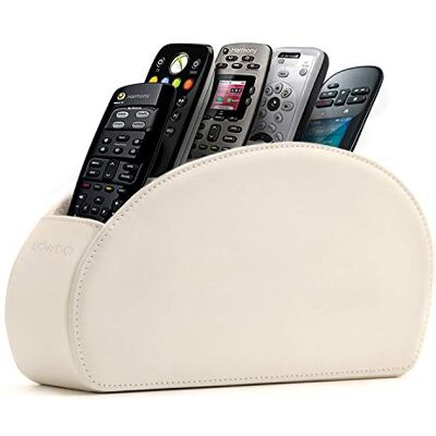 Londo Porta Telecomandi con 5 scomparti Per contenere telecomandi di TV, stereo, decoder, DVD, Blu-Ray in Pelle con fodera interna in suede. Adatto per salotto o camera da letto Londo Porta Telecomandi con 5 scomparti Per contenere telecomandi di TV, stereo, decoder, DVD, Blu-Ray in Pelle con fodera interna in suede. Adatto per salotto o camera da letto