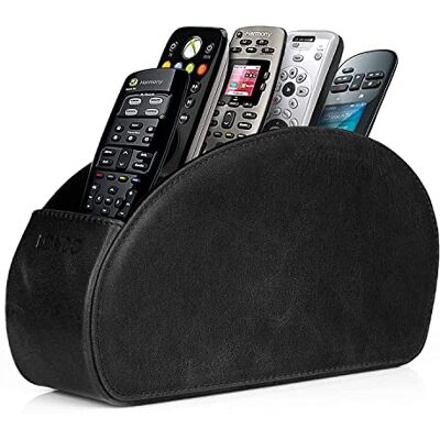 Londo Porta Telecomandi con 5 scomparti Per contenere telecomandi di TV, stereo, decoder, DVD, Blu-Ray in Pelle con fodera interna in suede. Adatto per salotto o camera da letto (Nero) Londo Porta Telecomandi con 5 scomparti Per contenere telecomandi di TV, stereo, decoder, DVD, Blu-Ray in Pelle con fodera interna in suede. Adatto per salotto o camera da letto (Nero)