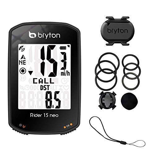 Bryton Rider 15 Neo C, Ciclo Computer GPS, Display da 2" con Sensore di Cadenza ANT+/Bluetooth, Nero