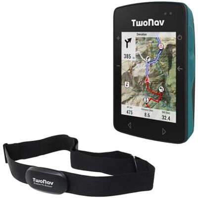 TwoNav Roc + Pulsometro torace, GPS con schermo da 2,7 pollici per MTB, ciclismo, gravel o bikepacking con carte incluse. Colore Turchese TwoNav Roc + Pulsometro torace, GPS con schermo da 2,7 pollici per MTB, ciclismo, gravel o bikepacking con carte incluse. Colore Turchese