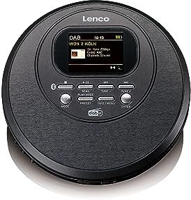 Lenco Lettore CD portatile  CD-500 Diskman Walkman Bluetooth radio DAB+ antiurto funzione audiolibro batteria integrata nero