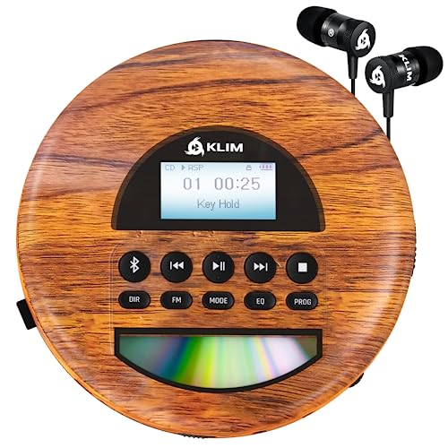 KLIM Nomad Wood Lettore cd portatile Batteria a Lunga Durata Include Auricolari  Fusion CD-R, CD-RW, MP3 Lettore SD, Radio FM, Bluetooth Ideale per Auto Hi-Fi Nuovo 2024