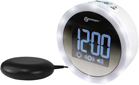 Geemarc Sveglia con Potente Allarme da 95dB, Flash Luminoso e Cuscino Vibrante WAKE 'N' SHAKE Star di  Sveglia i Dormiglioni Pesanti, gli Ipoacusici e i non Udenti Porta di Ricarica USB