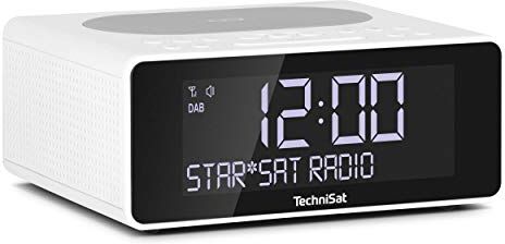 TechniSat DIGITRADIO 52 Radiosveglia DAB (Stereo, Sveglia, DAB+, FM, Funzione posponi, Timer di spegnimento, Display dimmerabile, Caricamento wireless, 2 altoparlanti stereo da 1 W), Bianco