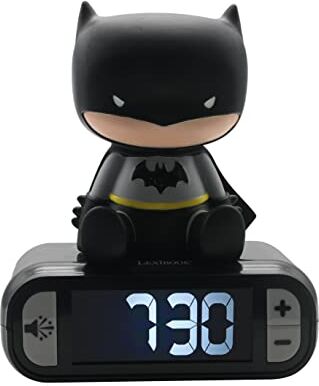 Lexibook Sveglia digitale Batman per Bambini con Luce Notturna Snooze, Orologio per Bambini, Batman Luminoso, Colore Nero