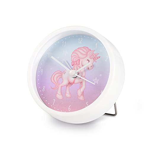 Hama Sveglia per bambini Magical Unicorn senza ticchettio (orologio per bambini con motivo unicorno, sveglia a batteria, tempo di allarme regolabile, ideale anche come orologio da apprendimento),