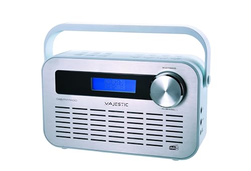 Majestic DAB 843 Radio DAB/DAB+/FM, display LCD, Ingresso AUX-IN, presa cuffie, sveglia doppio allarme, adattatore per alimentazione incluso