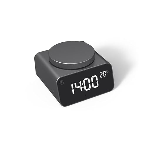 Xoopar Sveglia digitale illuminata con termometro Impostazione automatica dell'ora e della temperatura Realizzata in alluminio Plastica riciclata REDDI ALLARME NERO