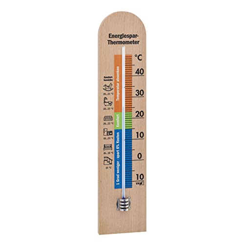 TFA Dostmann  Termometro a risparmio energetico per interni con punte a risparmio energetico, gamma comfort di monitoraggio della temperatura, faggio