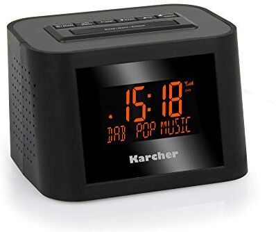 Karcher Radiosveglia stereo (DAB+, FM-PLL con RDS e stazioni memorizzabili, display dimmerabile, doppio allarme, funzione fine settimana/snooze, timer sleep), colore: nero