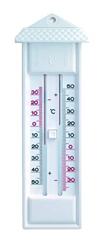 TFA Dostmann Termometro analogico massimi-minimi, 10.3014.02, valori massimi e minimi, resistente alle intemperie, Made in Germany, Bianco