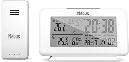 Mebus Funk-Wetterstation, Innen- und Außenthermometer, Farbe: Weiß, Modell: , klein