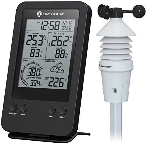 BRESSER Anemometro Professionale 3 In 1 con Terminale Collegato Tramite Segnale Radio