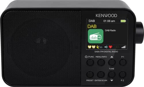 Kenwood , Radio DAB CR-M30DAB, Radio Portatile con DAB+ e FM, Ampio Display a Colori da 6,1 cm, Batteria Ricaricabile Integrata 2000mAH, Uscita Cuffie Jack 3,5mm, Black