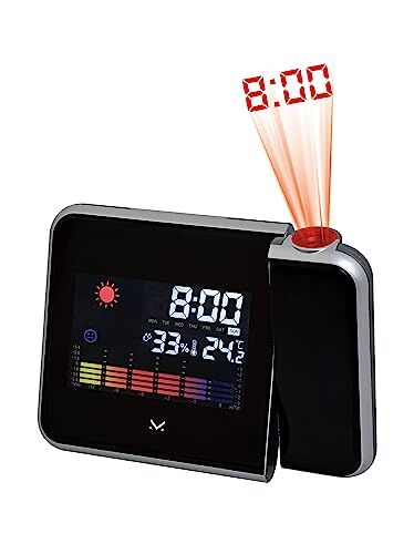 Majestic WT 229 – Sveglia digitale con termometro e retro proiezione dell’ora, nero