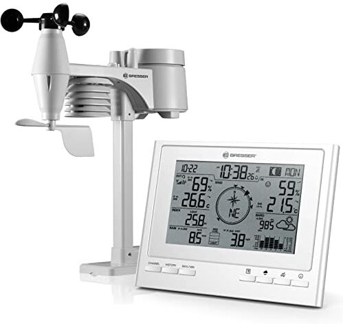 BRESSER Stazione meteo radio ClimateScout della  con sensore esterno professionale, centralina meteo 7-in-1; bianco