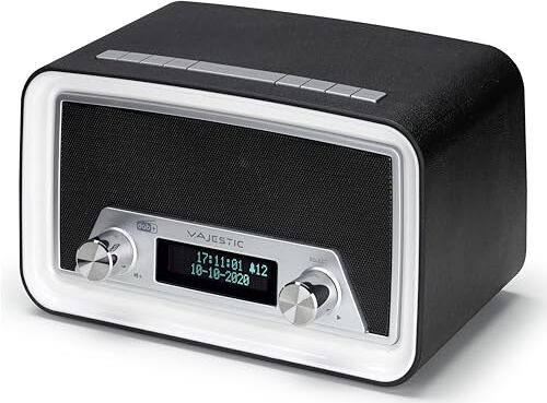 Majestic DAB 842N Radio DAB/DAB+/FM, Ingresso USB per ricarica smartphone, presa cuffie, sveglia doppio allarme, Nero