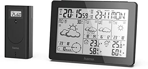 Hama Professional Weather Station (Weather Forecast with Data from Professional Meteorologists, Wireless Weather Station with Outdoor Sensor, Temperature, Humidity, Wind Speed, Indoor & Outdoor) Black