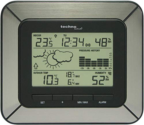 TechnoLine WS 9273 Stazione Meteo, Alluminio Nero