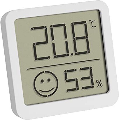 TFA Dostmann Mini Termoigrometro digitale, , temperatura e umidità interna, piccolo e maneggevole, da appoggio o da appendere, bianco