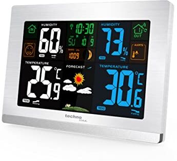 Technoline WS6462 Stazione meteorologica wireless, temperatura interna, temperatura esterna, umidità, pressione dell'aria, indicatore di tendenza, display a colori, orologio radio, fasi lunari