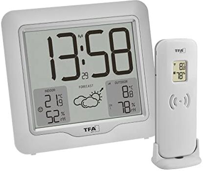 TFA Dostmann stazione radio meteo digitale METRO PLUS, , incl. trasmettitore esterno, temperatura e umidità, previsioni meteo con tendenza alla pressione atmosferica, ampio display, bianco