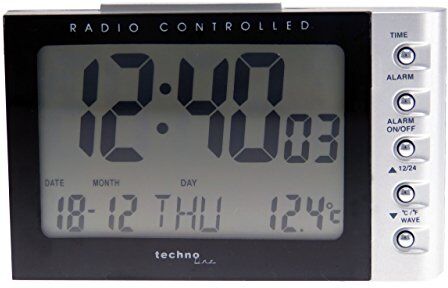 technoline WT 188 Schwarz Orologio Radio, Plastica, Nero/Argento, 11.5 x 7.5 x 7.3 cm