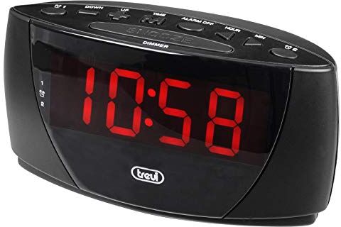 Trevi EC 885, Sveglia Digitale da Comodino con Grande Display LED 1.2", Funzioni Snooze e Sleep, Orologio da Tavolo con Vano per Batteria Anti Blackout, 15.6 x 7.3 x 8.5 cm