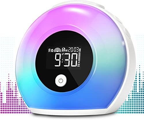 Uplayteck Sveglia con Luce Notturna per Bambini, con Altoparlante Bluetooth, Luce Notturna per Ragazze, Cambia Colore con Un Tocco, Orologio Digitale a LED