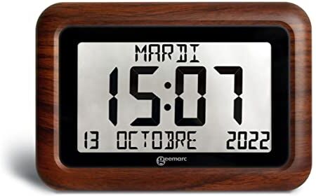 Geemarc Orologio Calendario  Viso10 con Impostazione Automatica dell'Ora e Caratteri Grandi Per Persone Affette da Alzheimer Funzionamento a Batteria Senza Retroilluminazione Versione IT